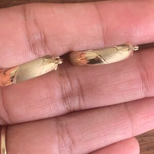 10k Gold Thick Textured Hoops